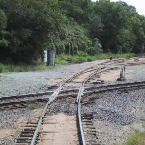 UP interlock at entrance of Ark River Bridge at Van Buren looking North