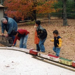 m0001 Myself and the grandsons with a new bridge to the " future" expansion.