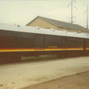 Former Wabash baggage repainted to match KCS Hospitality car, named City Of Peculiar. It serves as the gift shop