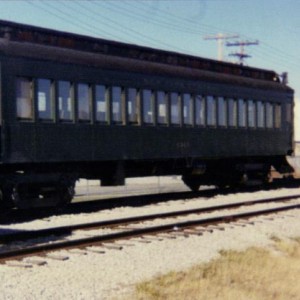 New York Central #4365 open window coach. Originally a DL&W car, it is still used by BG&KC railroad. 1991 at Richards Gebaur Air Force Base