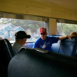 More Frisco Folk on the train - Rick McClellan facing, talking to Wayne Lang.