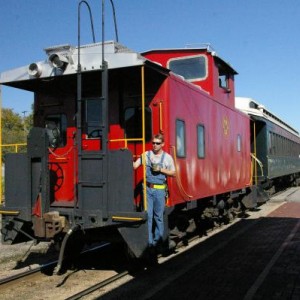 Our crew backs the train into Van Buren Station after putting the caboose on the south end of the train for the ride back to Springdale.