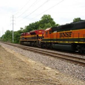 KCS SD70ACE 4046 (4) with BNSF 8018 on 6/28/2008 eastbound intermodal