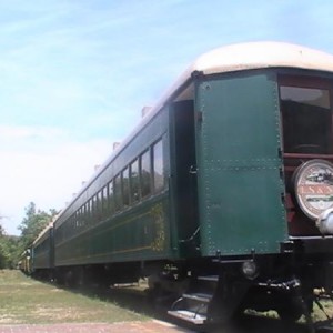 Heres the "Eurekian" Dinner train consist sitting for the next run.
These are 2 of 6 ex-Rock Island comuter cars that the ES&NA baught for the line.