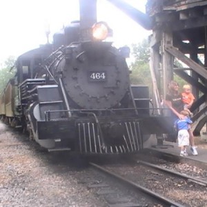 Visitors take photos with 464 before she leaves for the 1 P.M. train.