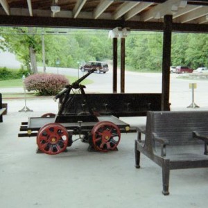 An two-man railcart on display at The ES&NA RR Depot.