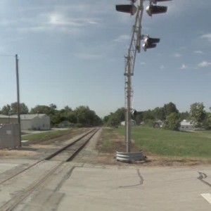 Main Street crossing looking south toward Rhodes Ave crossing