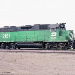 GP38AC BN 2121 ex SLSF 644 - August 1983 - Great Falls, Montana