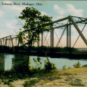 Frisco bridge postcard - Muskogee, Oklahoma