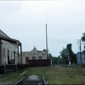 Fayetteville, Arkansas Depot - July 1989 - Looking South, freight house on left