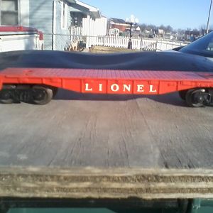 Long Red Lionel Flat Car 2 (postwar) O gauge