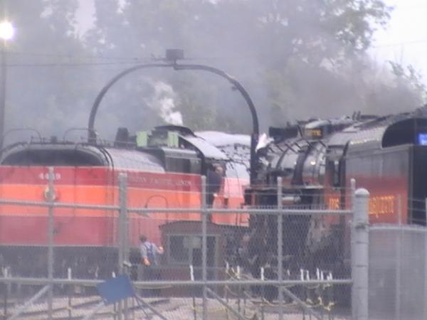 4449 entering the Steam Railroading Institute turntable.
Note: steam legend Doyle Mckormik is in the gangway of 4449.