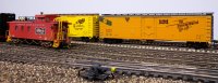 Here we see a main line train Highballing past Quanah with the QA&P local's brakeman giving a ro.JPG