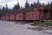 Frisco cabooses on PGE Squamish BC 7-6-57.jpg