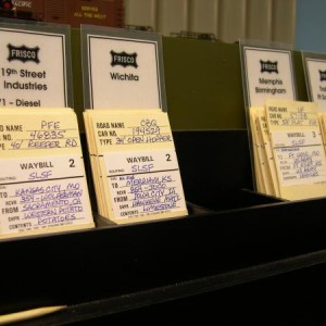 This photo shows the car card box in Rosedale and highlights the moveable track designation cards that I made. I simply developed a form using MS Word