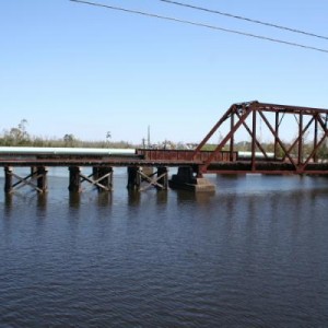 the bridge over Chickasabouge Creek between Saraland and Chickasaw