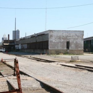 the freight warehouse looking from the RIP track work shed