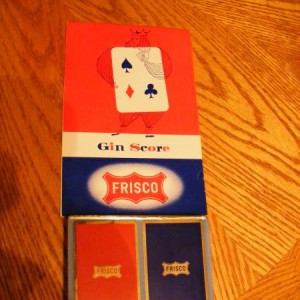 frisco playing cards date 1955 and a unused gin score card
