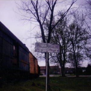 Insufficient Clearance sign along spur which was the former Leaky Roof line in Belton, MO 1992