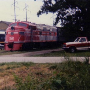 Rock Island E6 # 630 taken 1991 at former Smoky Hill Railroad in Belton. Engine is now owned by Midland Railway in Baldwin City, KS.