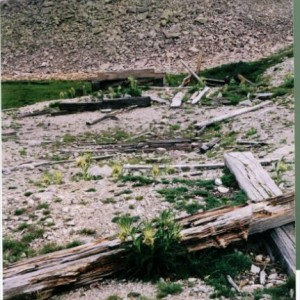 East of of the depot and Engine house, the South Park maintained a gallows turntable.  The wooden base for the center pivot can be seen in the depress
