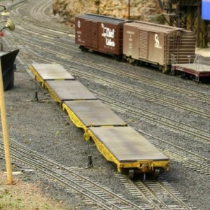 Custom SLSF 42' Flats from the Texas Western Model Railroad Club store.  Weathering by Mike Corley