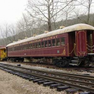 The ES&NA RR Passenger Coach #2560 (1 of 6) Arch-roofed ex-Rock Island, P-70 passenger coaches. On display, only one of six is being used today, The E