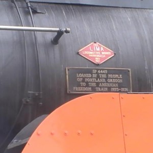 The Lima builders plate and City trust plate on the smokebox of 4449.