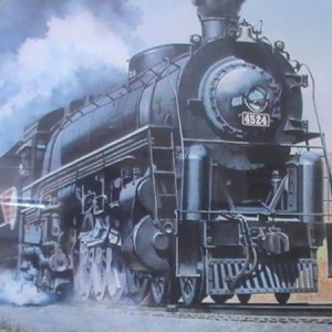 A copy of a Howard Fog painted photo.That was hanging in the CB&Q "Museum Car" (baggae car)