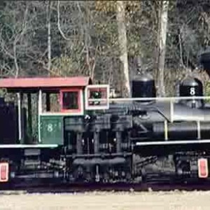 Locomotive #8 two-truck Shay (formerly The ES&NA RR Locomotive #8) on static display at The Railway Historical Society of Northern New York, Croghan,