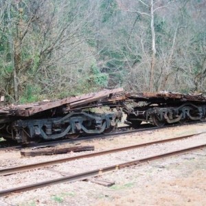 The Goergia Northern Coach #115 six wheel trucks. What is left of The Goergia Northern Coach #115.