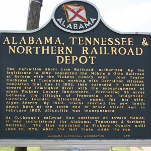 Historical marker in Aliceville, AL
