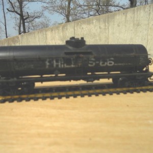 Weathered Phillips 66 single dome tank car
