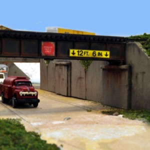 Harrisonville, MO. Ground level view of Mopac bridge over Business US 71.