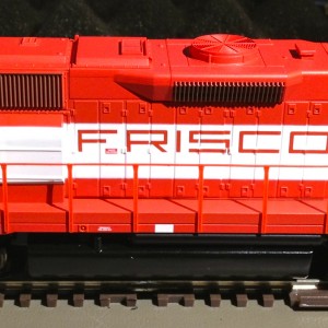 Athearn model #77836, a Frisco GP50 #3100. Purchased at the 2012 Turkey Creek Division Meet. A non-DCC-ready DC model that I chose to install a decode