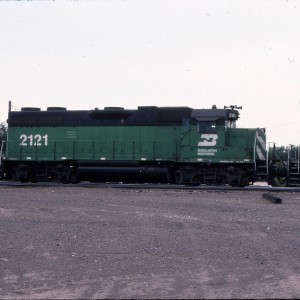 GP38AC BN 2121 ex SLSF 644 - August 1983 - Great Falls, Montana