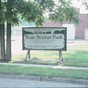 Bentonville, Arkansas Depot - July 1989 -  Train Station Park sign