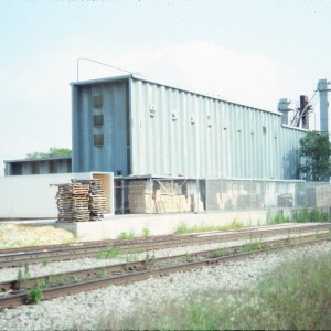 Rogers, Arkansas - July 1989- Looking Southeast at grain facility at 1st & Oak across from TOFC ramps