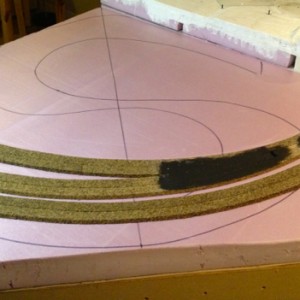 third section 6 : This corner section transitions the "level" track from two to three tracks. The black paint is over some Sculpt-a-Mold filling in a