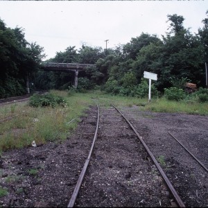 Fayetteville, Arkansas - July 1989 - North of freight house looking North at West Lafayette Street bridge