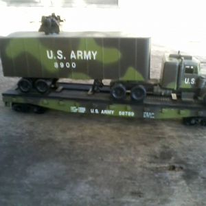 U S Army Flatcar With U S Army Truck